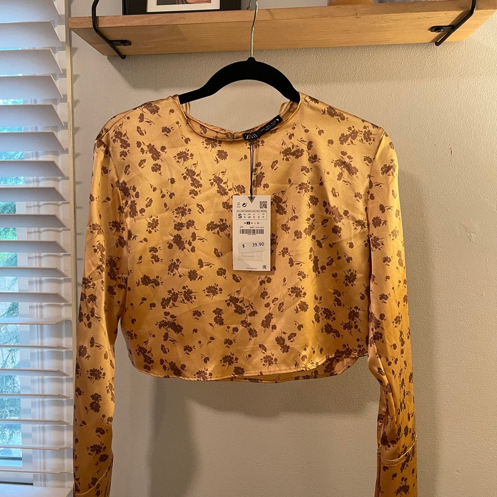 Satin orange crop top